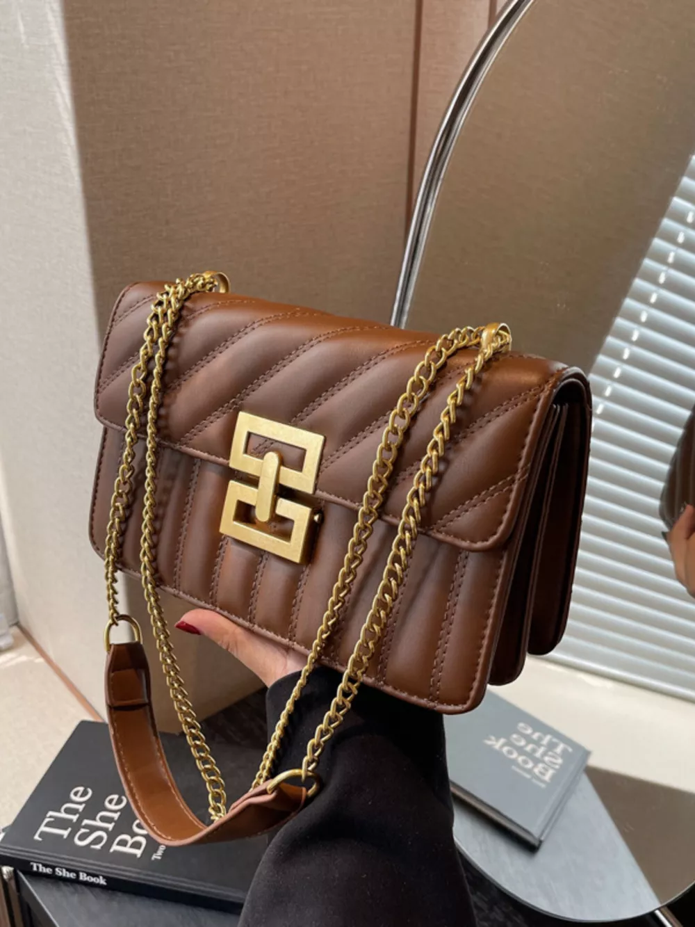 Quilted Flap Chain Crossbody Bag, image 2