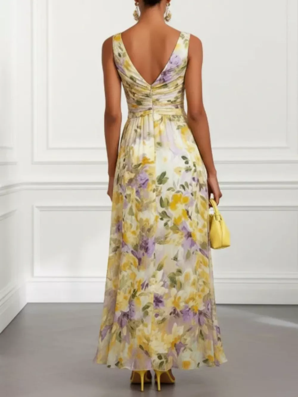 Floral Print Sleeveless Twist-Front Maxi Dress, image 2