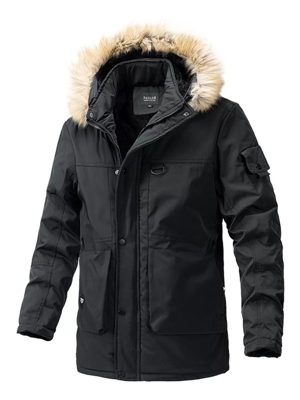 Men's Plus Size Fur Hooded Winter Parka Coat
