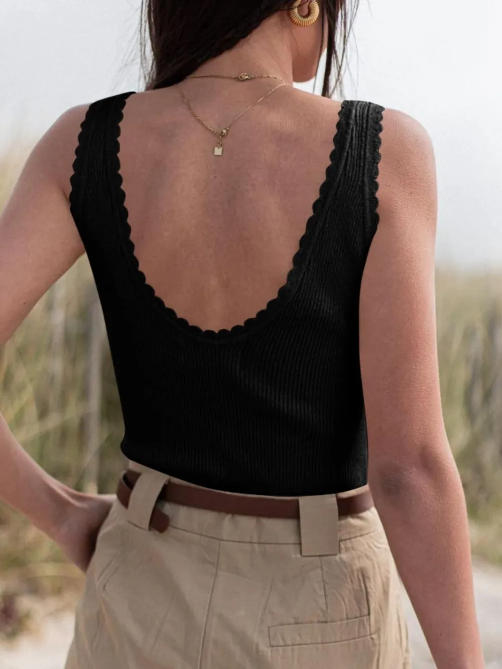 Ribbed Scoop Neck Tank Top, image 11