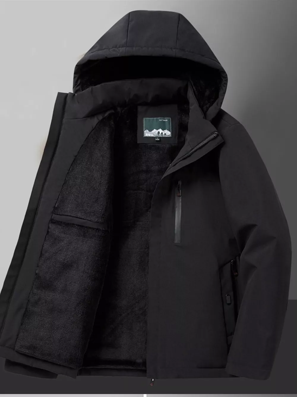 Men's Plus Size Warm Fleece Lined Hooded Winter Coat, image 4