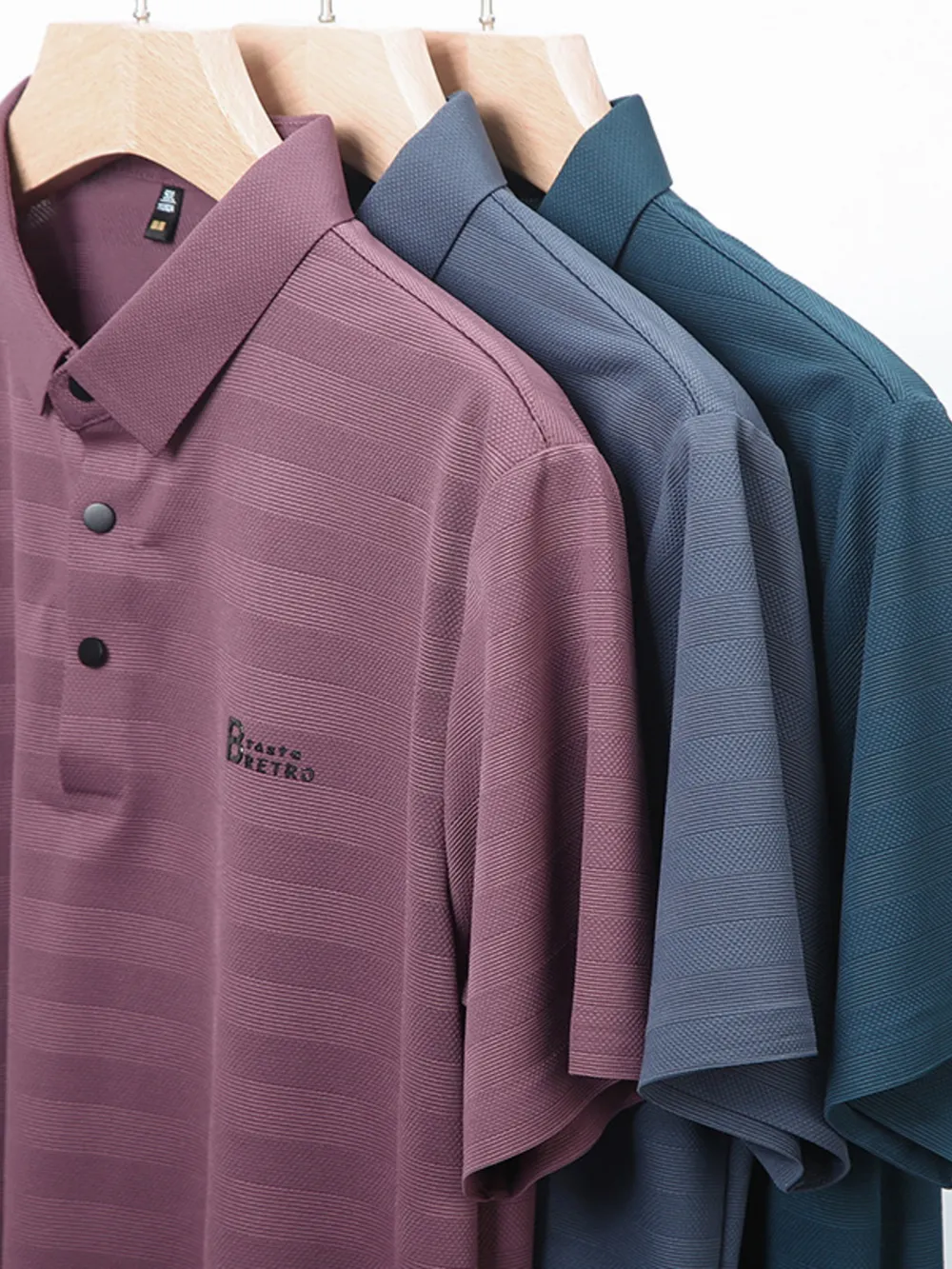 Men's Plus Size Striped Short Sleeve Polo, image 5