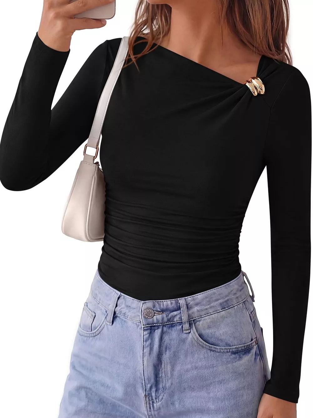 Metal Detail Long Sleeve T-Shirt, image 9