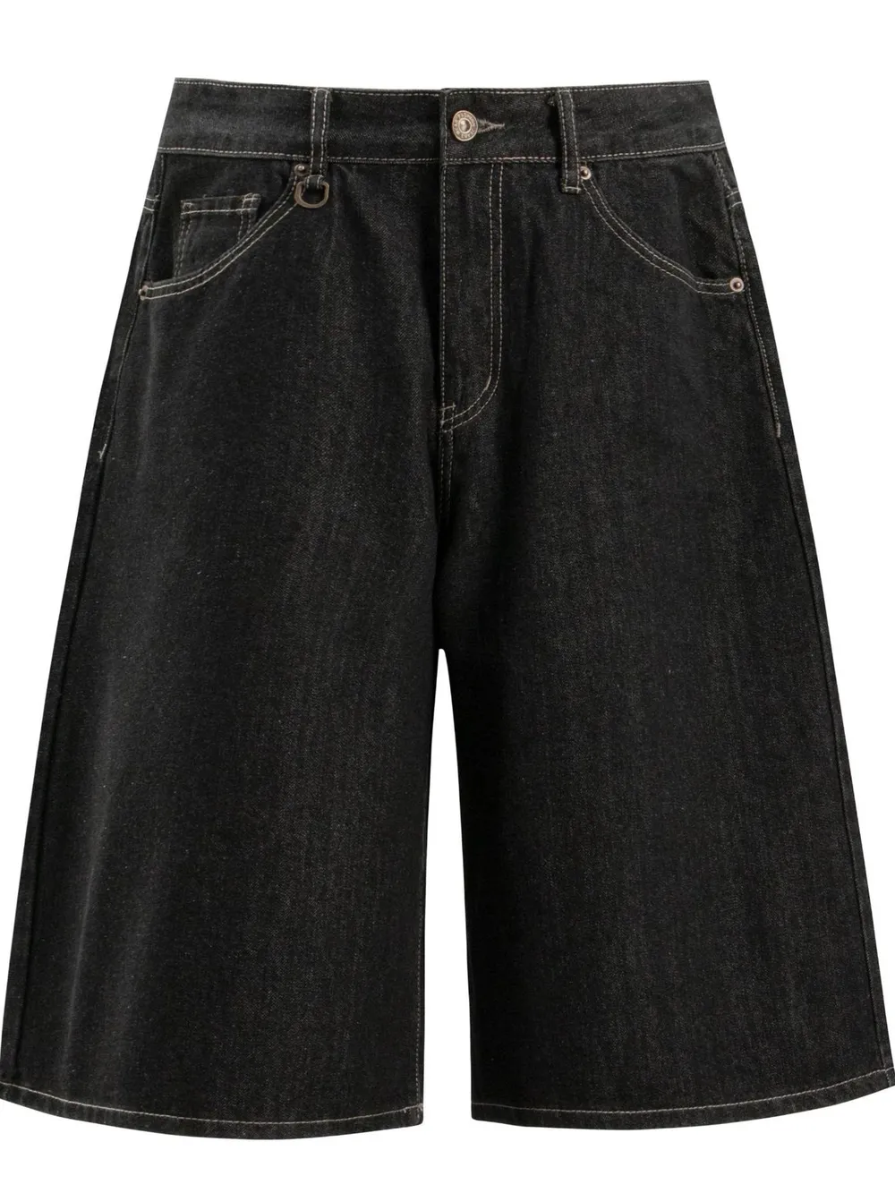 Men's Wide-Leg Denim Shorts with Pockets