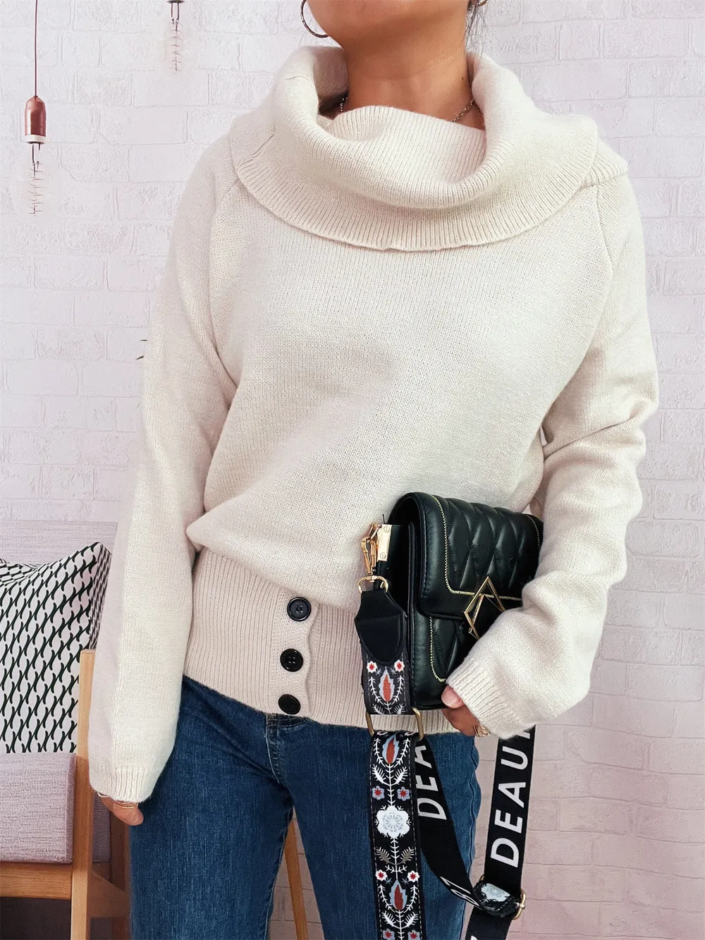 Striped Turtleneck Long Sleeve Sweater, image 12