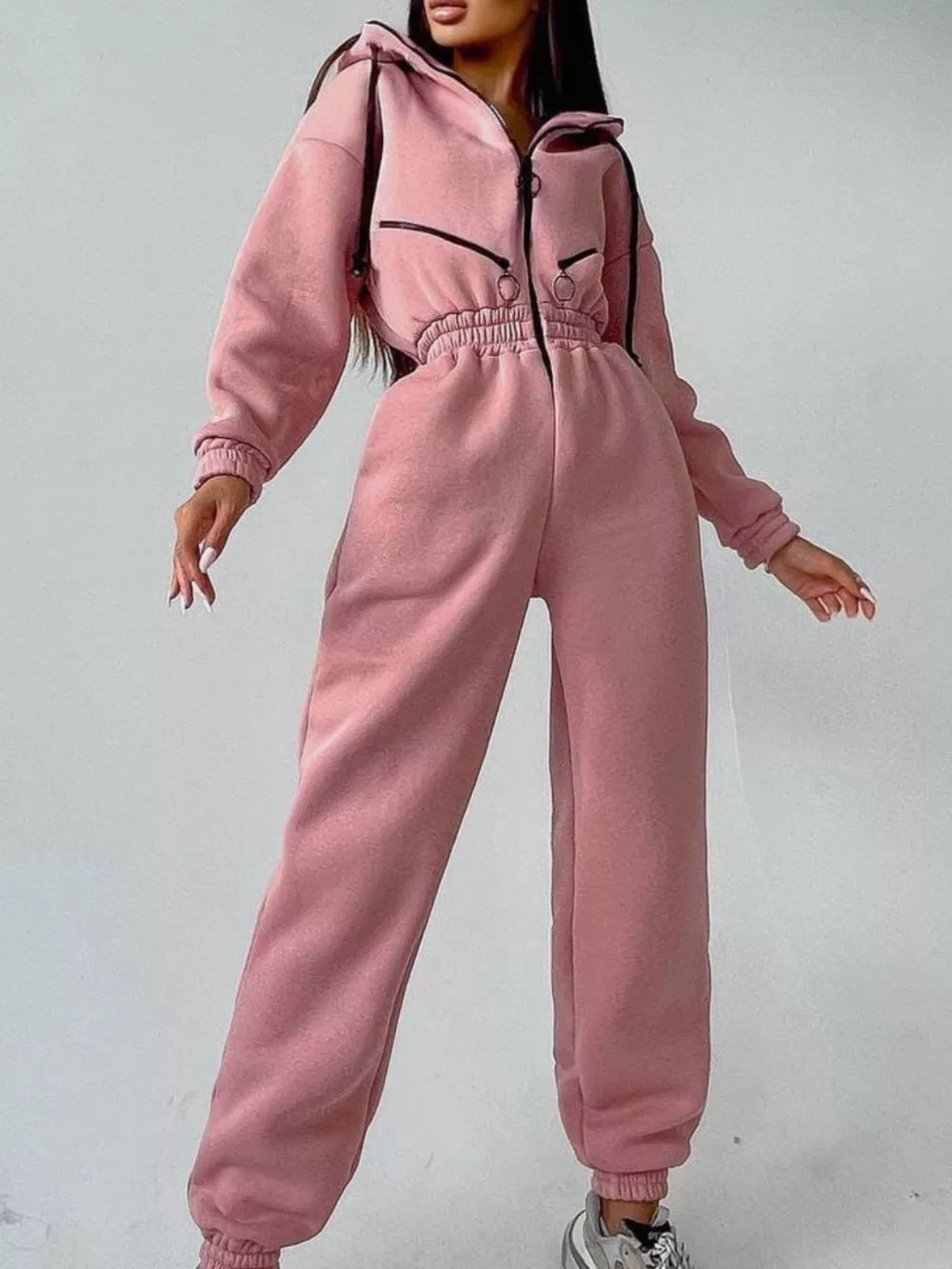 Zip Front Dropped Shoulder Jumpsuit, image 10