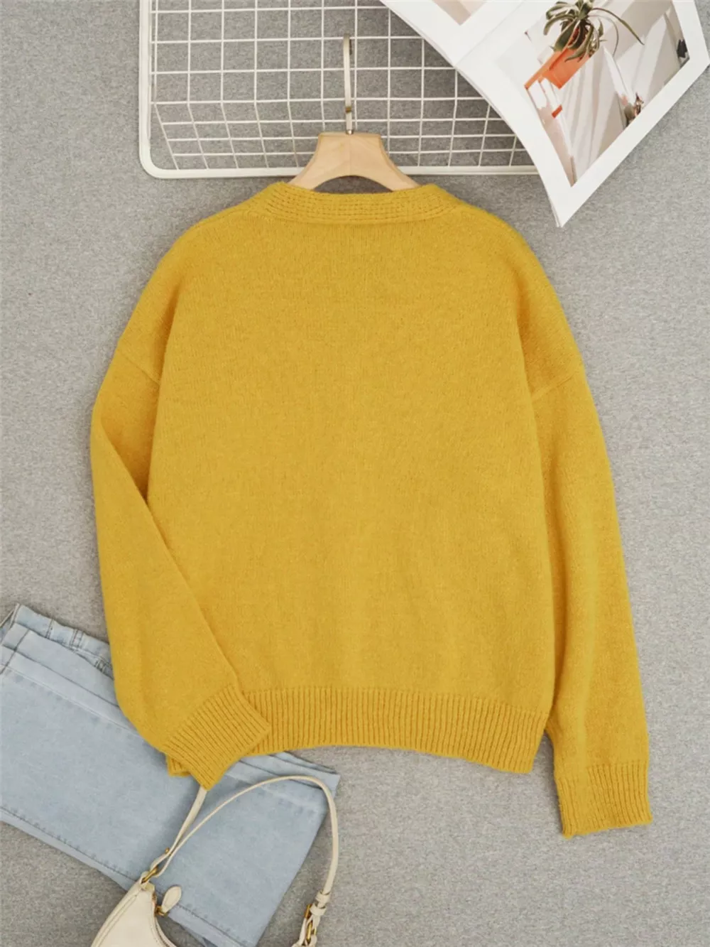 Bee Embroidered Button-Down Cardigan, image 3