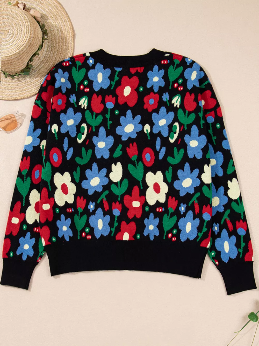 Floral Print V Neck Buttoned Cardigan, image 4