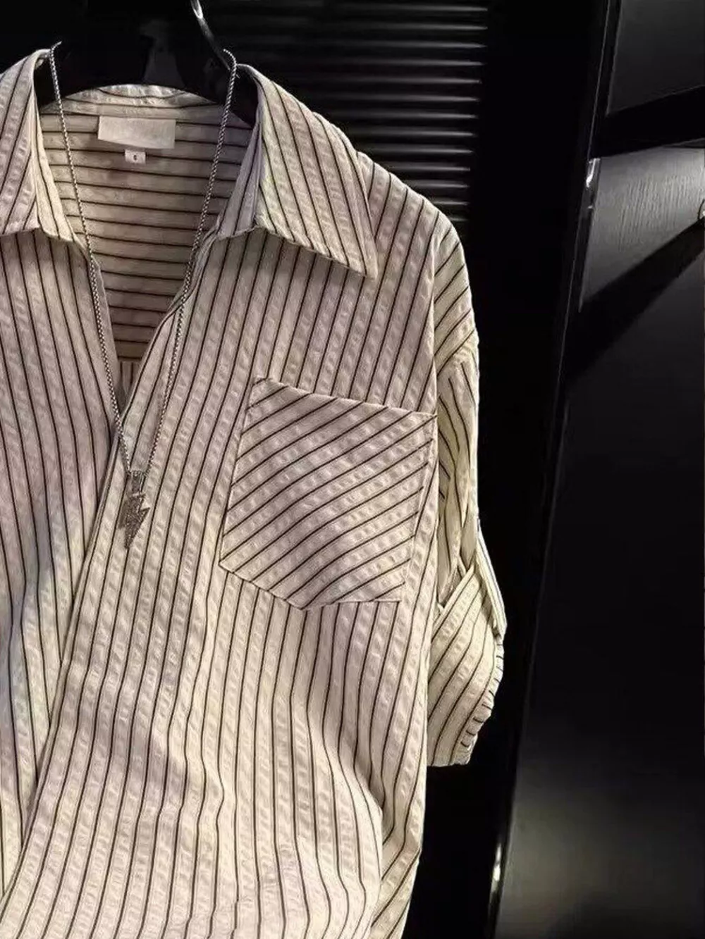 Men's Striped Roll-Up Sleeve Shirt, image 3
