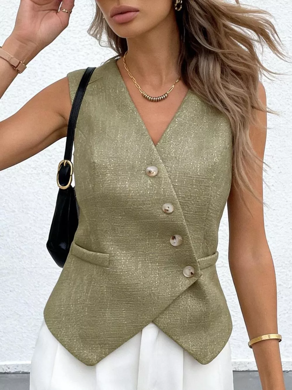 Asymmetrical Button-Down Vest, image 6