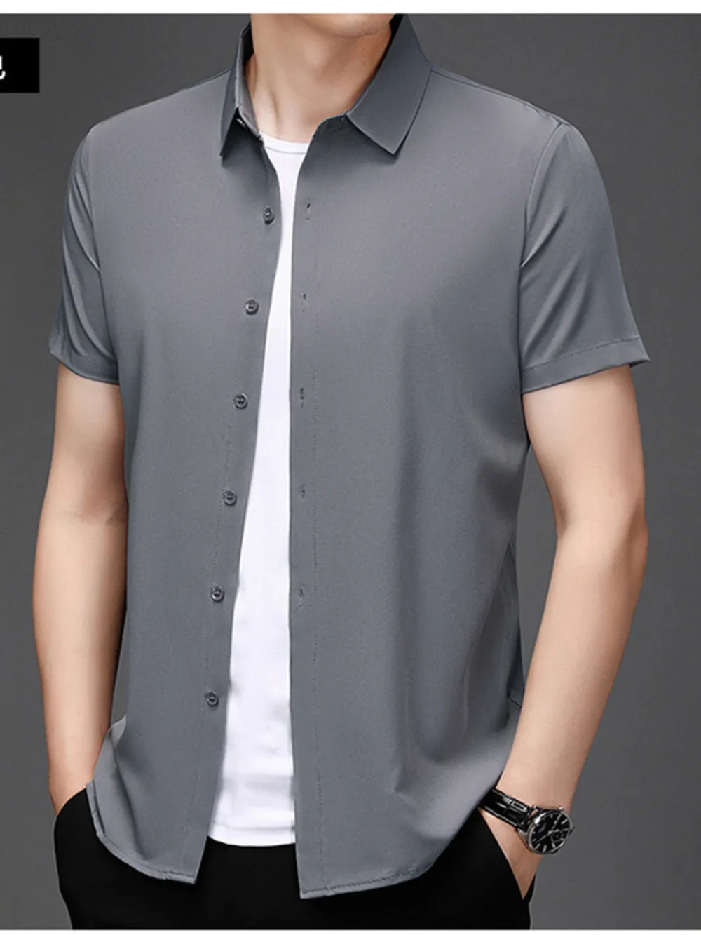 Men's Plus Size Button Up Short Sleeve Shirt, image 2