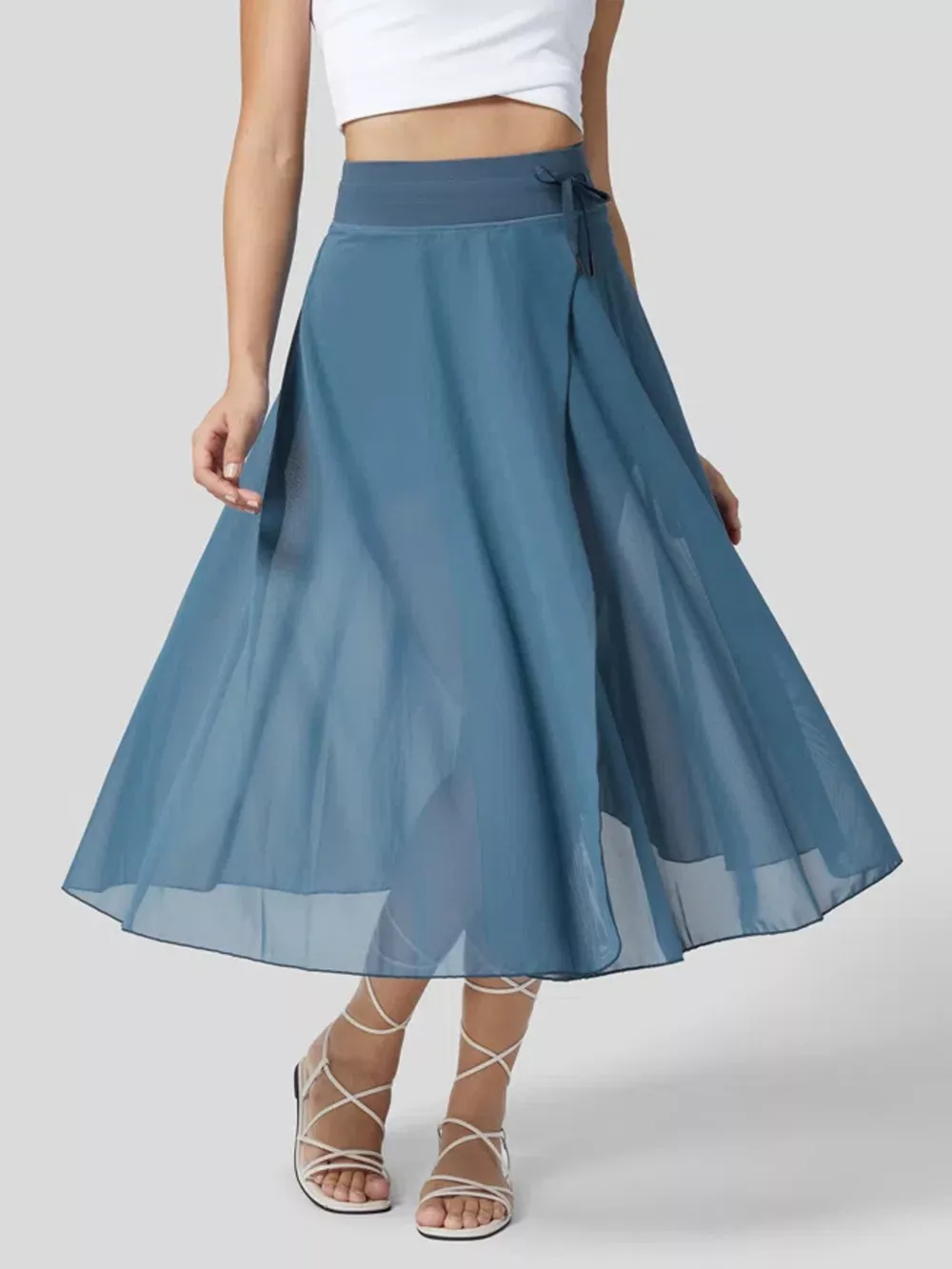 Slit Flowy Skirt with Shorts Liner, image 15