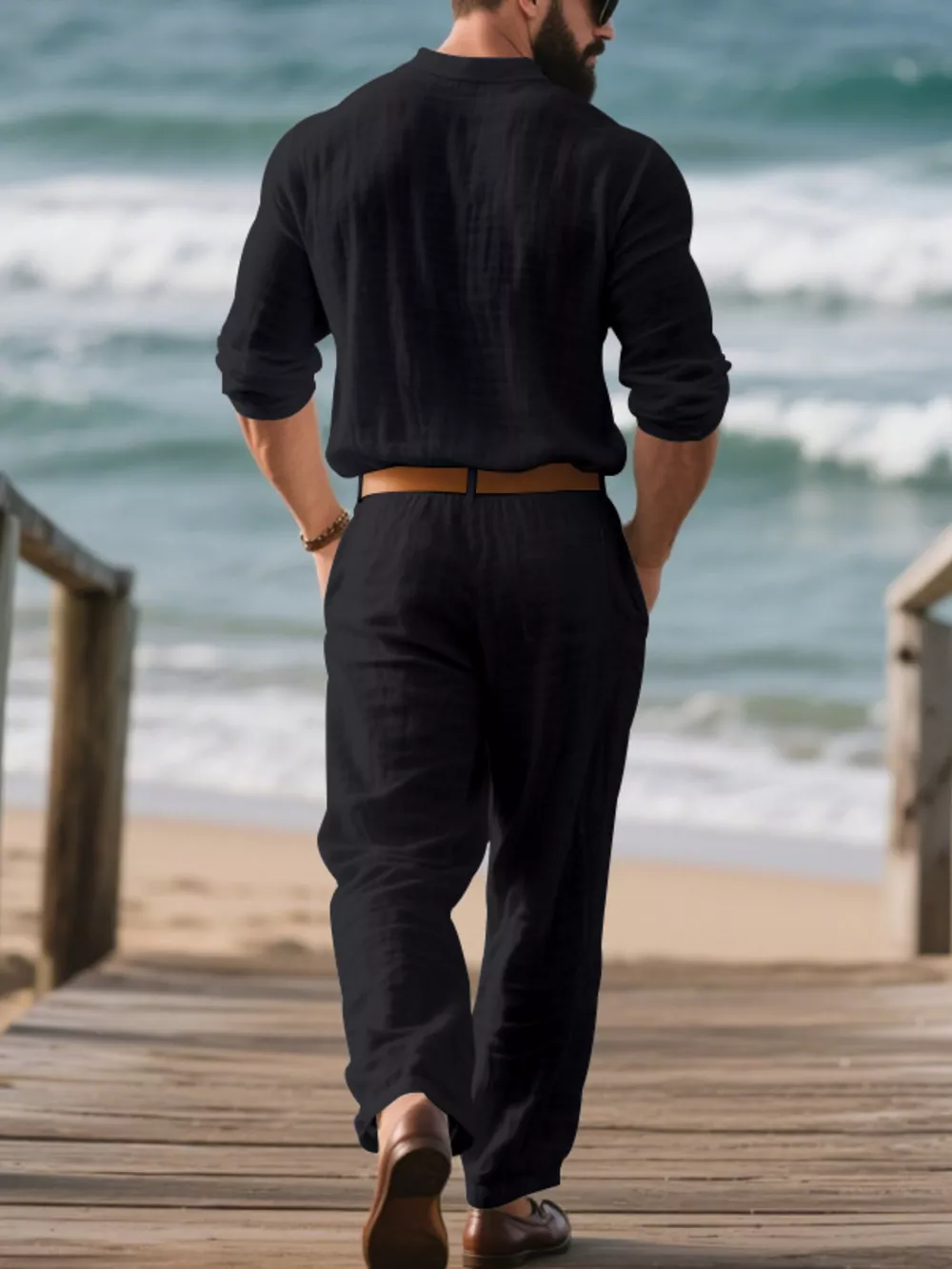 Men's Full Size Long Sleeve Top and Pants Set Plus Size, image 5