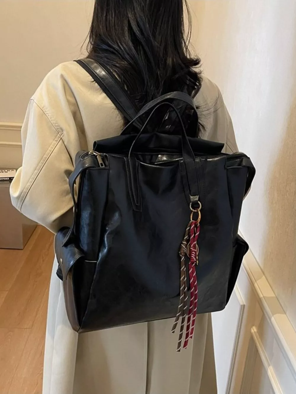 Vintage Leather Convertible Backpack Bag, image 6