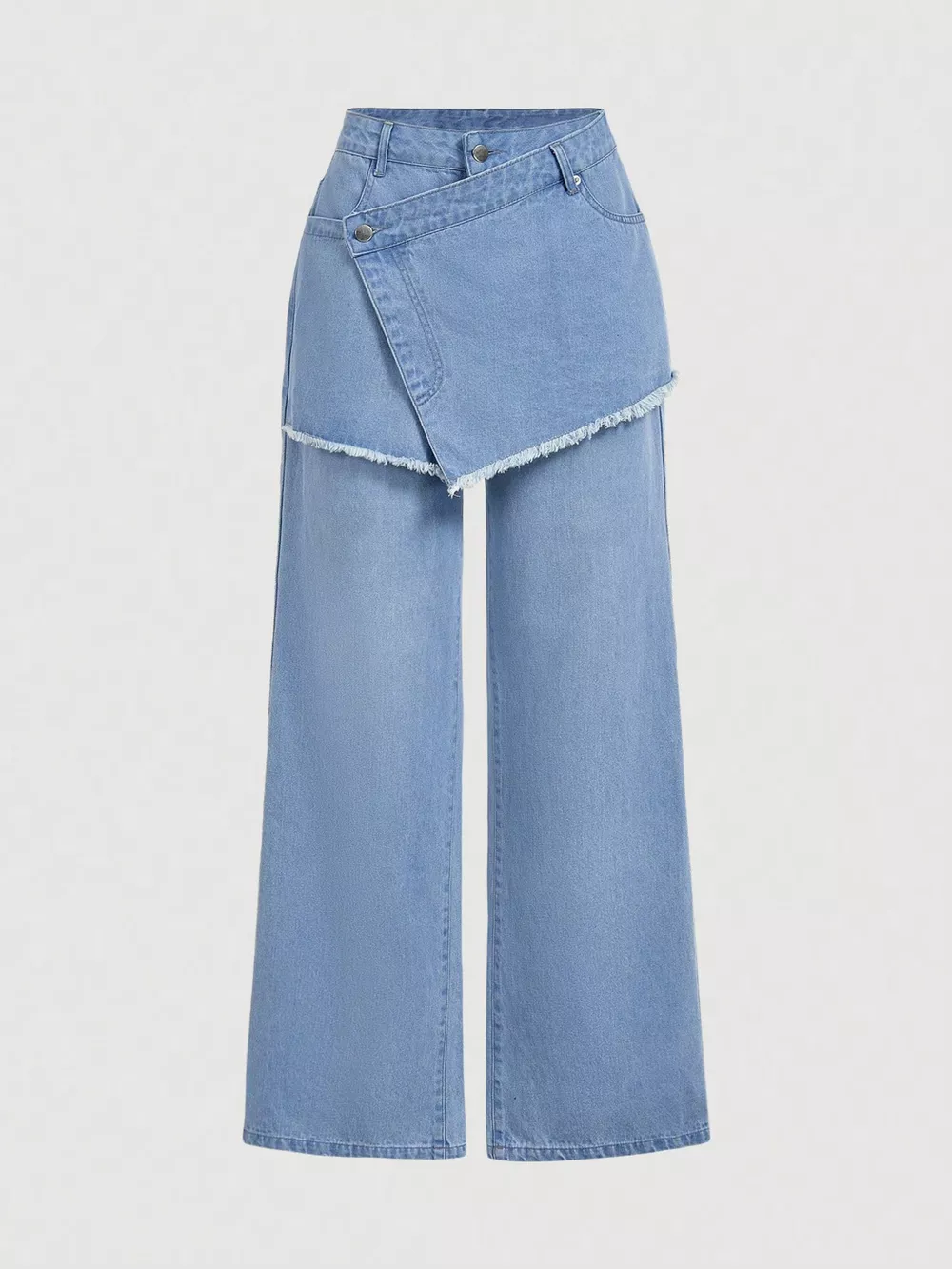 Asymmetric Raw Hem Wide-Leg Jeans, image 4