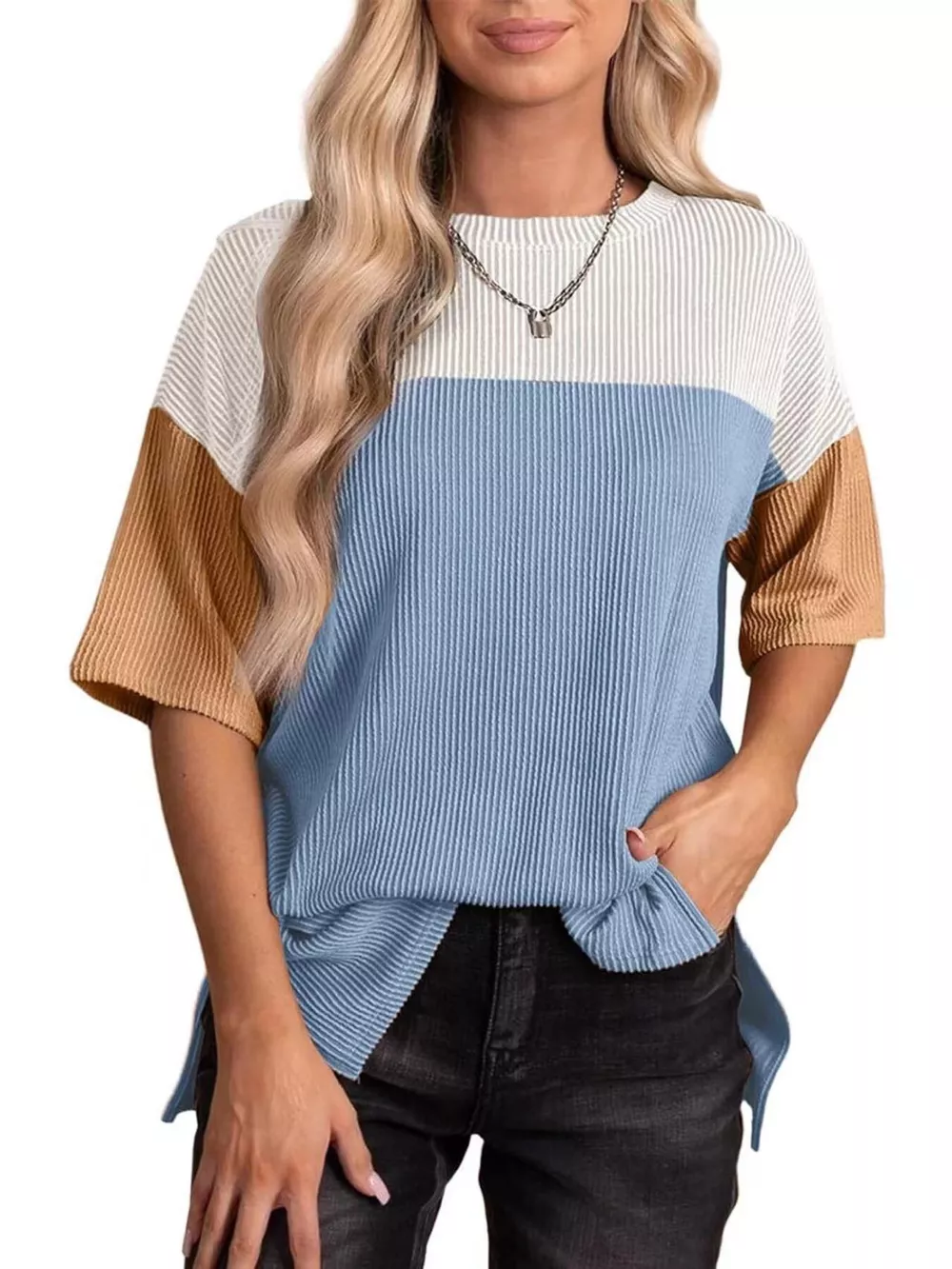 Color Block Half Sleeve Top, image 9