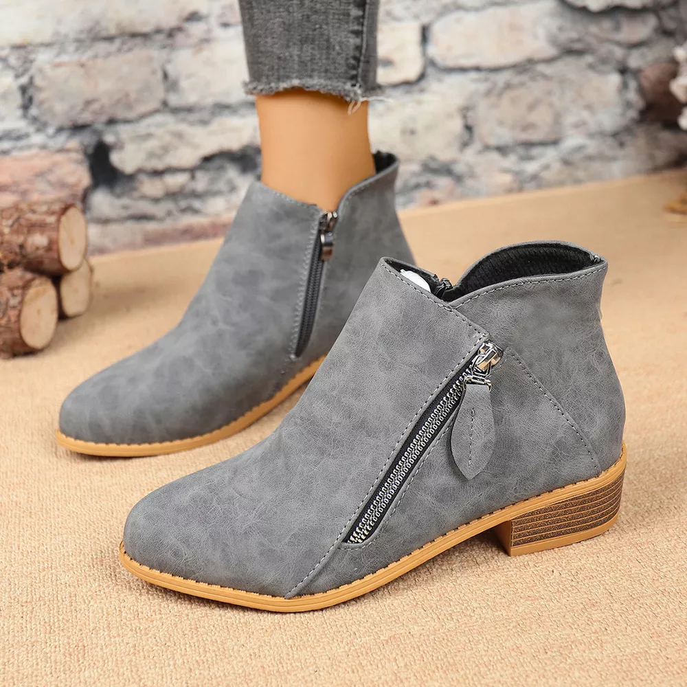 Size Zipper Block Heels Boots, image 10