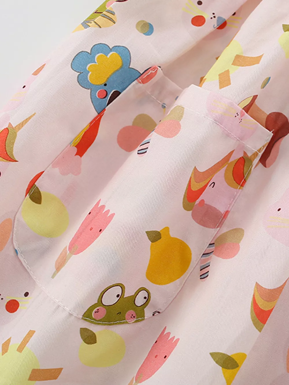 Children's Cartoon Print Button-Front Dress with Pockets, image 5