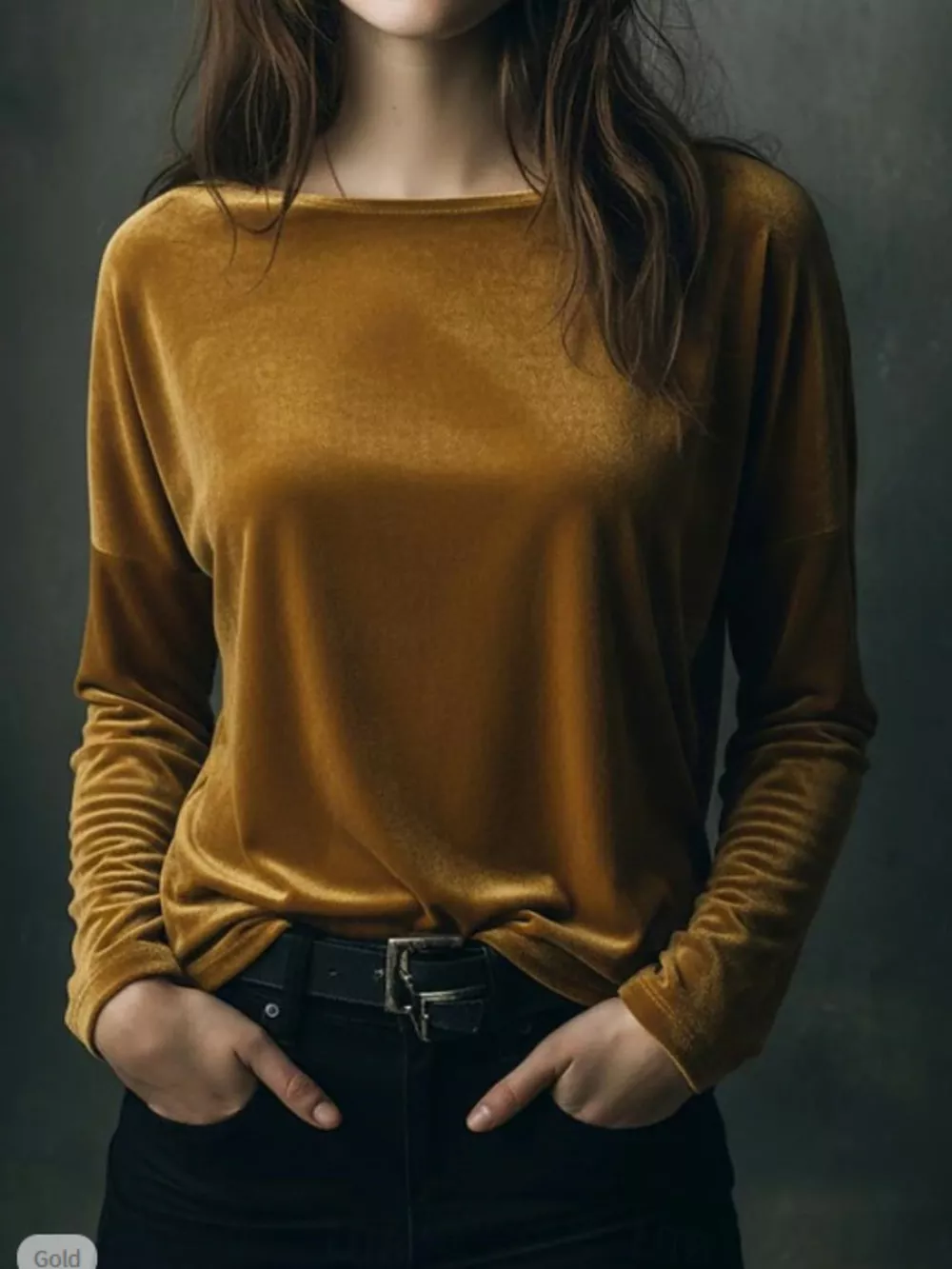 Full Size Velvet Long Sleeve T-Shirt Plus Size, image 17
