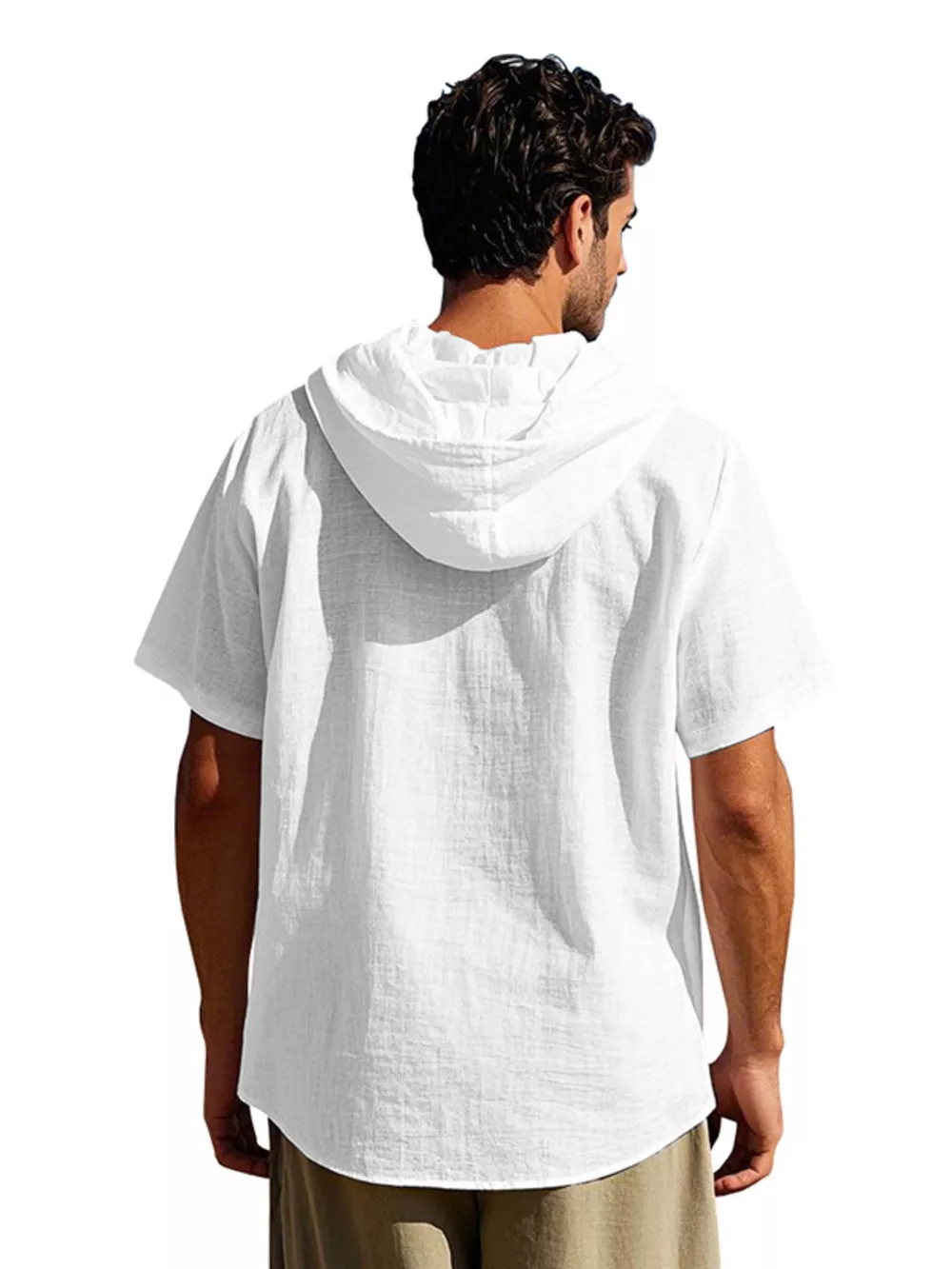 Men's Full Size Casual Hooded Short-Sleeve Shirt Plus Size, image 19