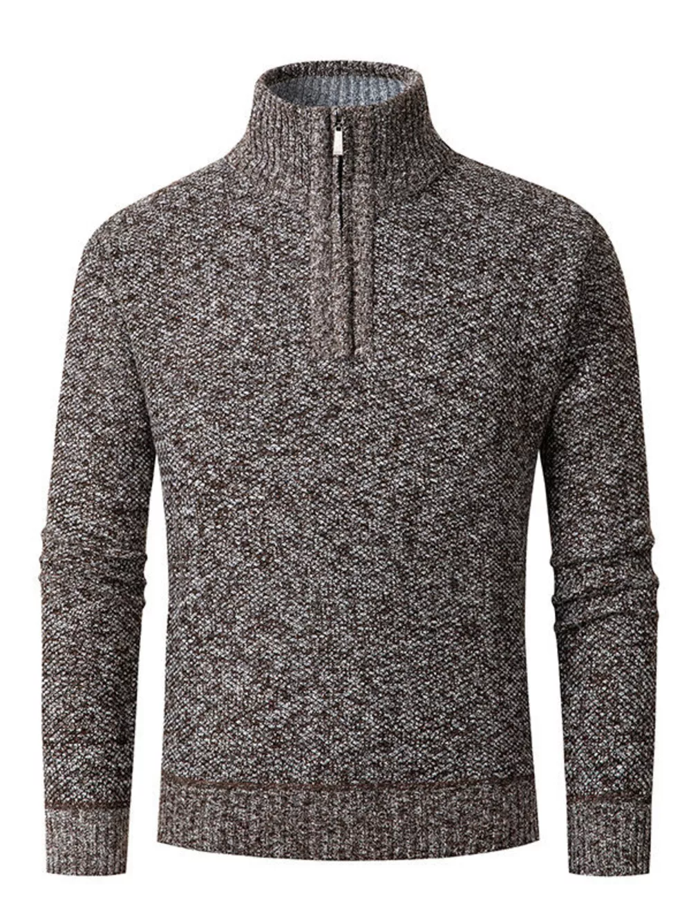 Men's Plus Size Half-Zip Stand Collar Textured Sweater, image 3