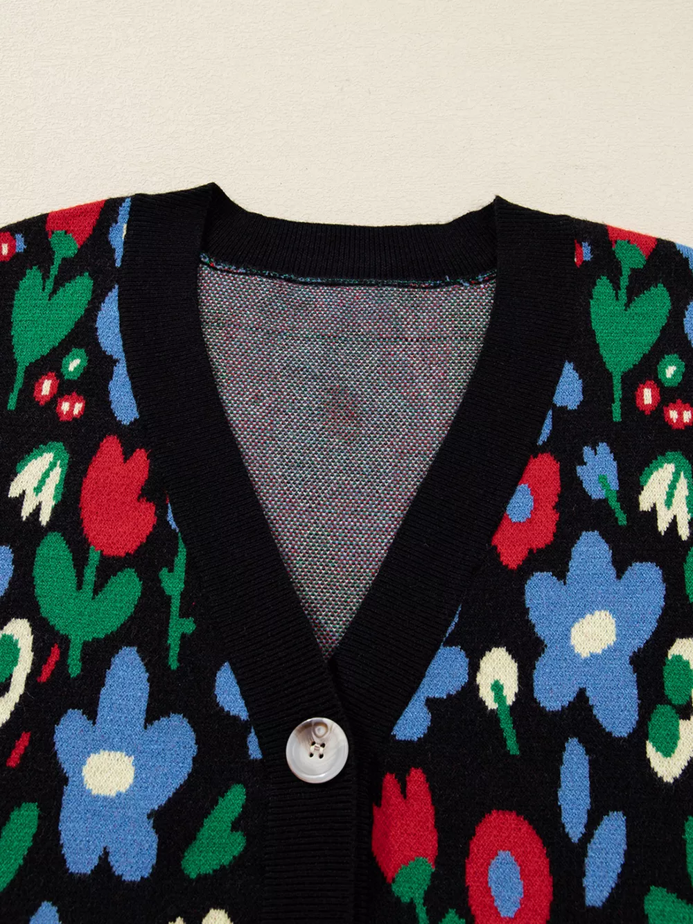 Floral Print V Neck Buttoned Cardigan, image 6