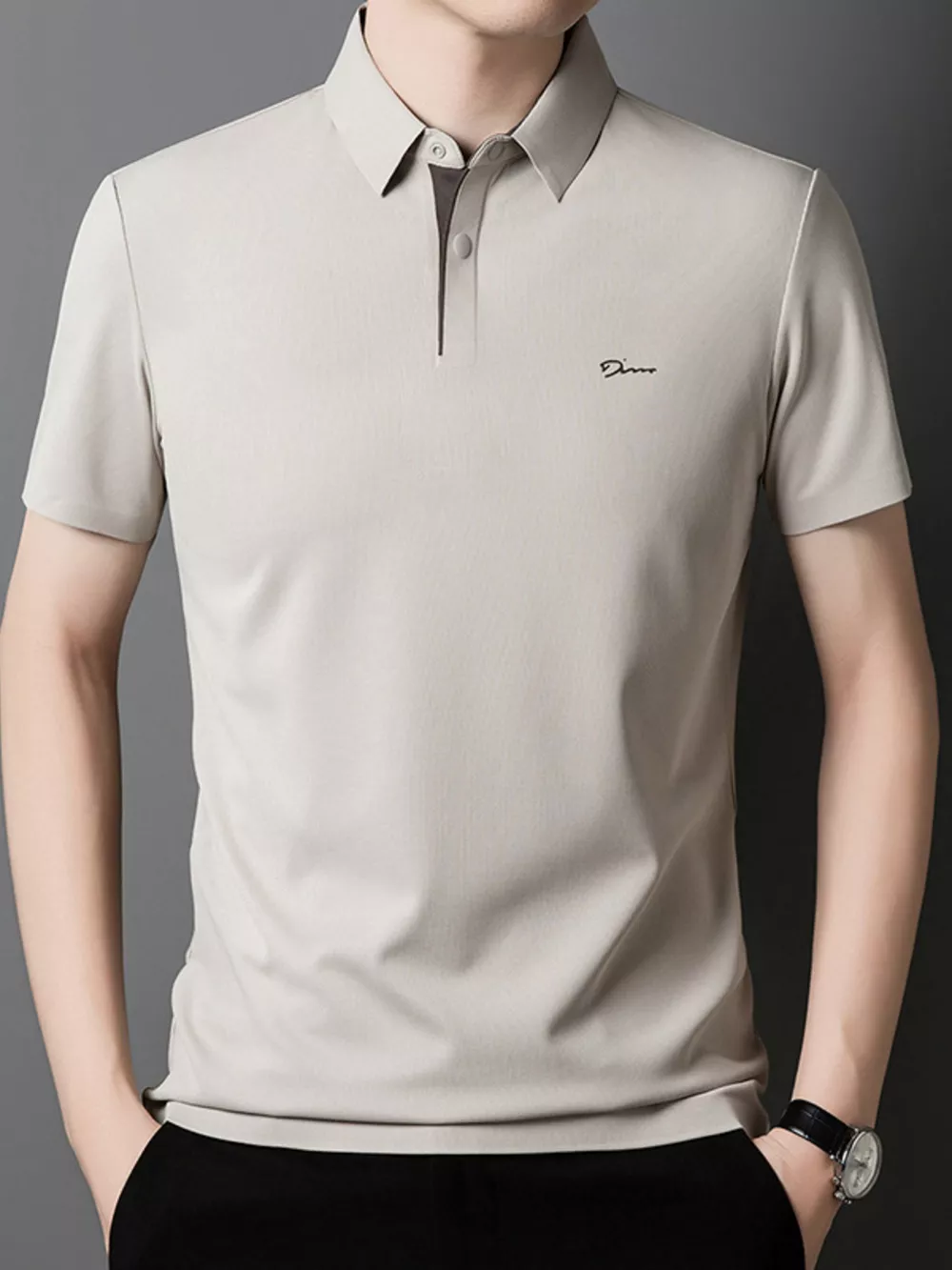 Men's Plus Size Button Detail Short Sleeve Polo, image 5