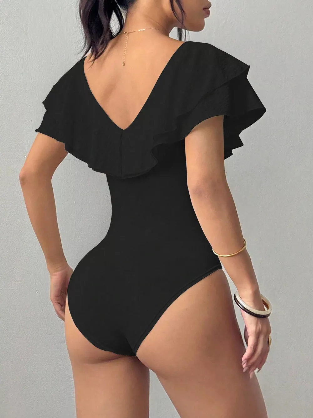 Ruffle Trim V-Neck Bodysuit, image 13