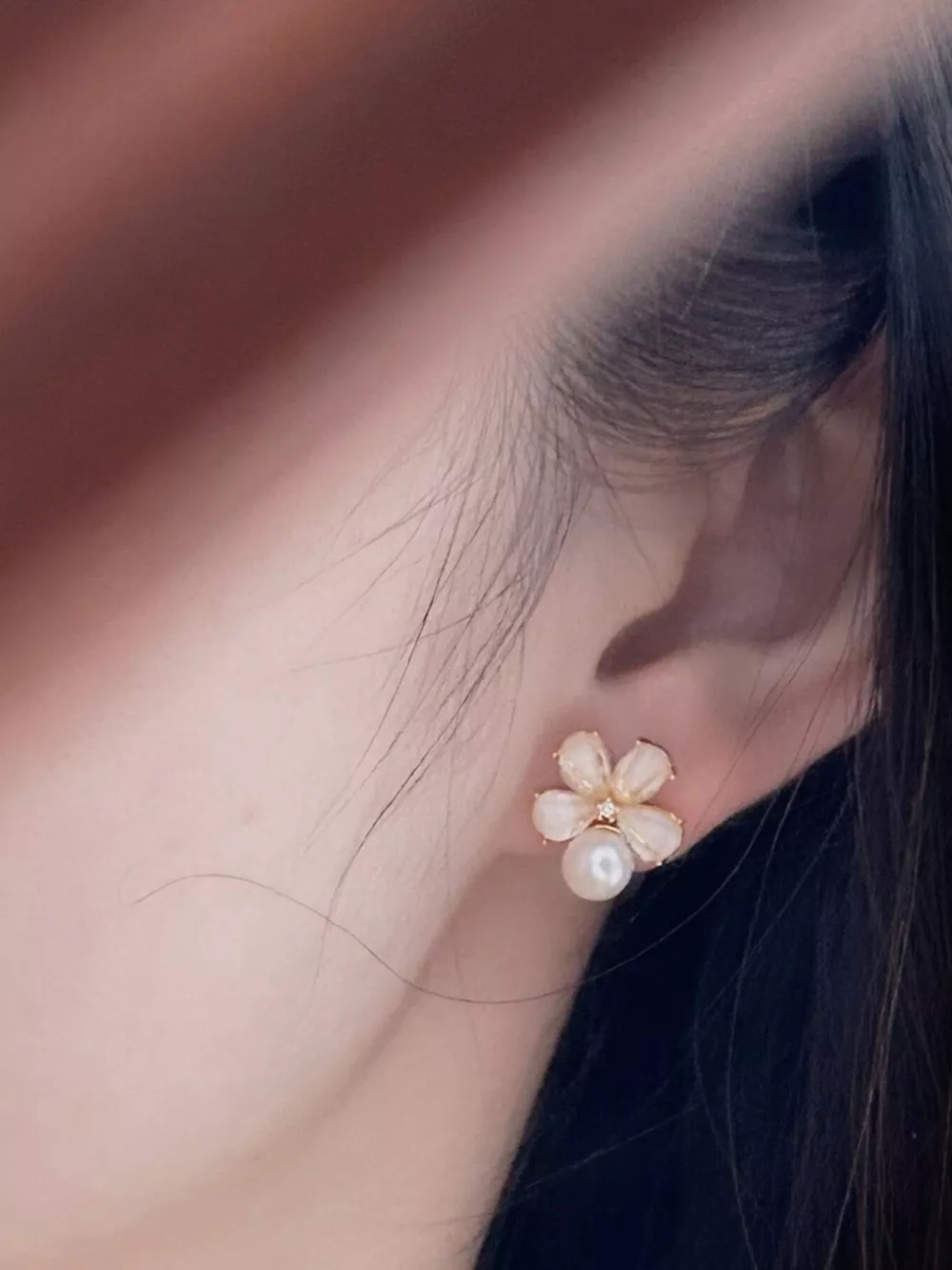Floral Pearl Stud Earrings, image 5