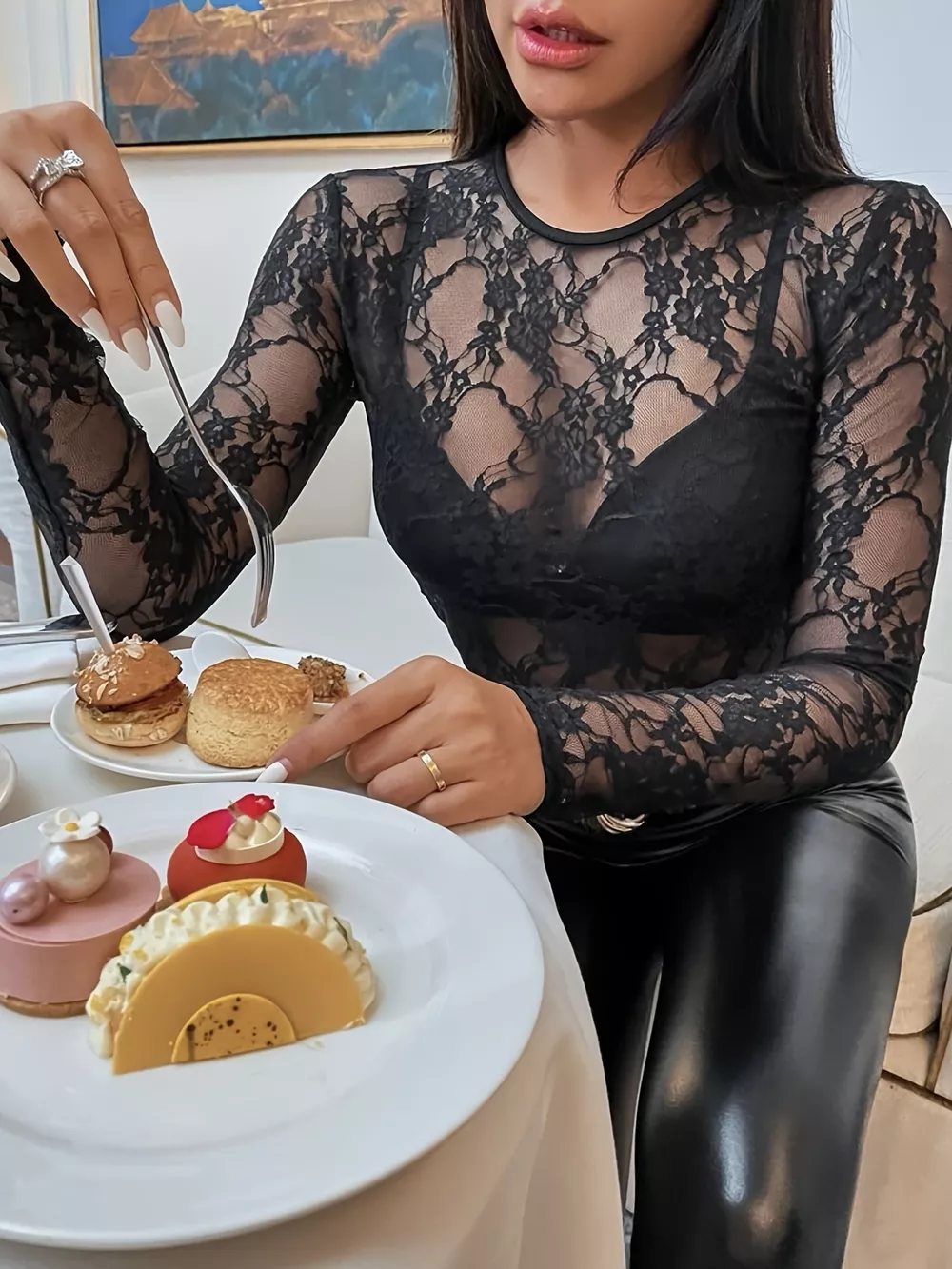 Elegant Floral Lace Long Sleeve Blouse, image 6