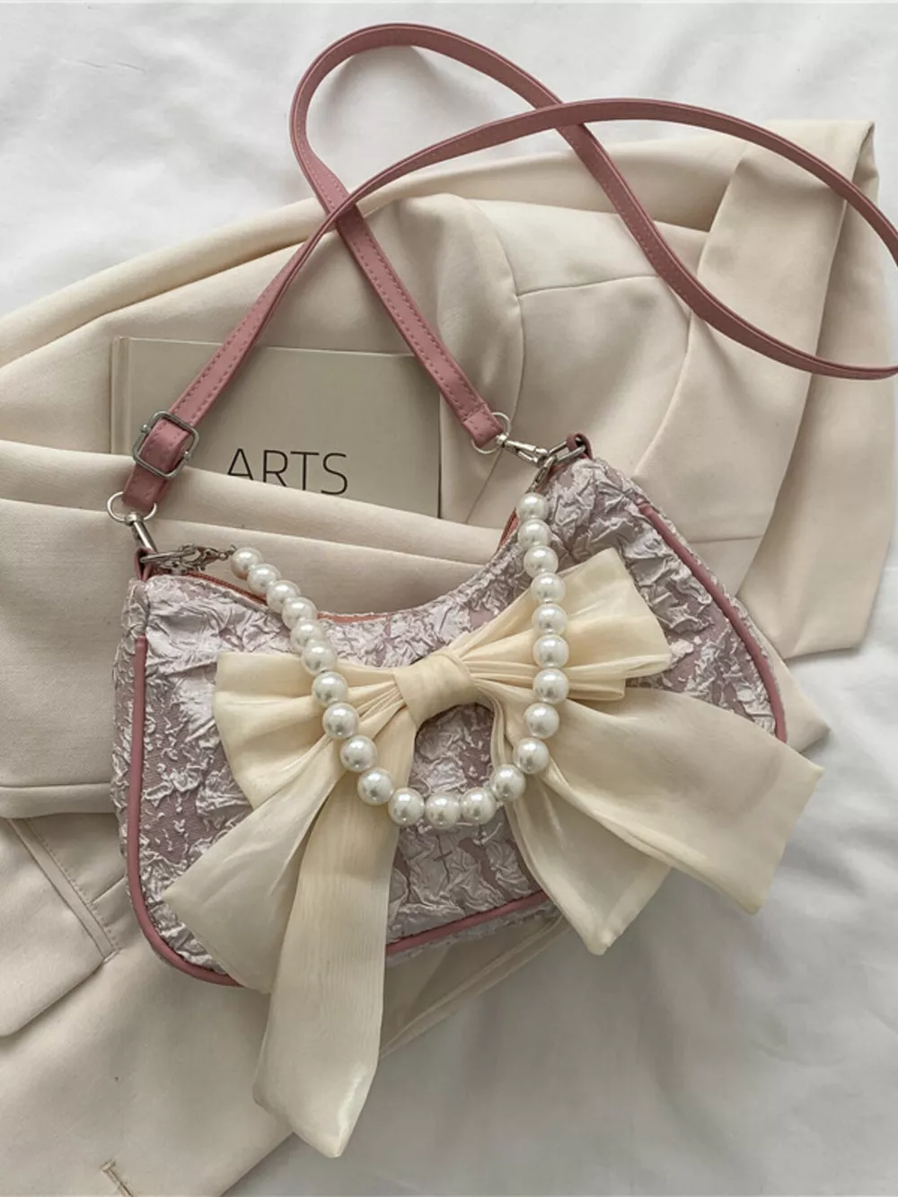 Bow Pearl Chain Crossbody Bag, image 11