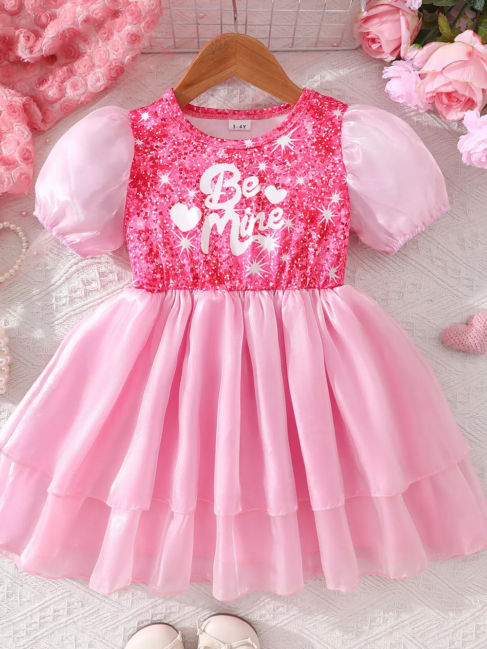 Children's Sequin Puff Sleeve Dress, image 2
