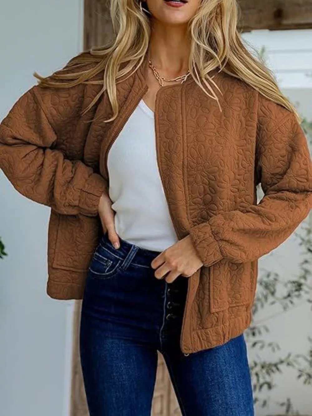 Floral Quilted Zip Up Jacket, image 6