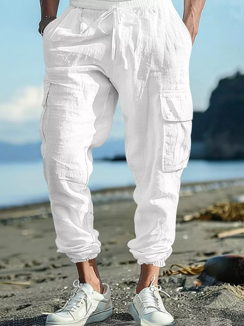 Men's Full Size Casual Cargo Pants with Drawstring Waist Plus Size, image 7
