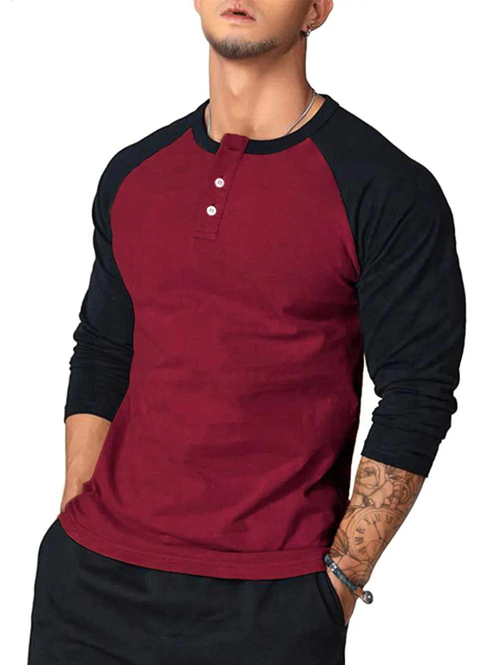 Men's Round Neck Raglan Sleeve T-Shirt, image 4