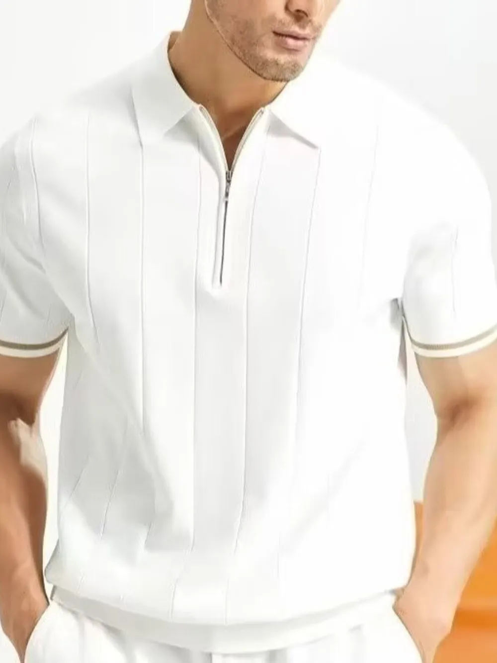 Men's Plus Size Modern Fit Zip-Up Polo Shirt, image 4
