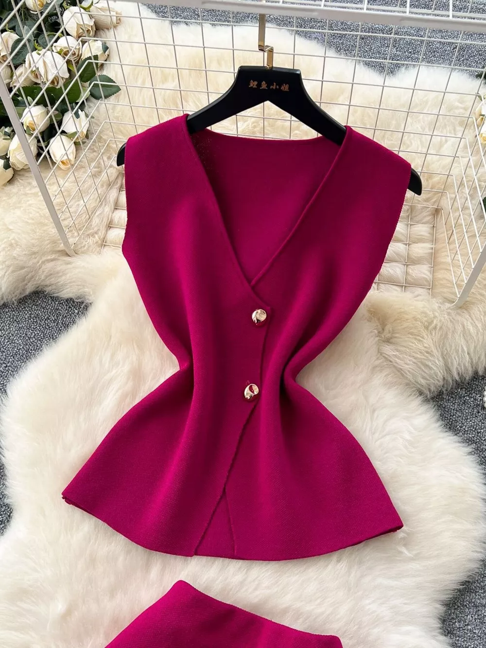 Button Up Sleeveless Top and Skirt Set, image 9