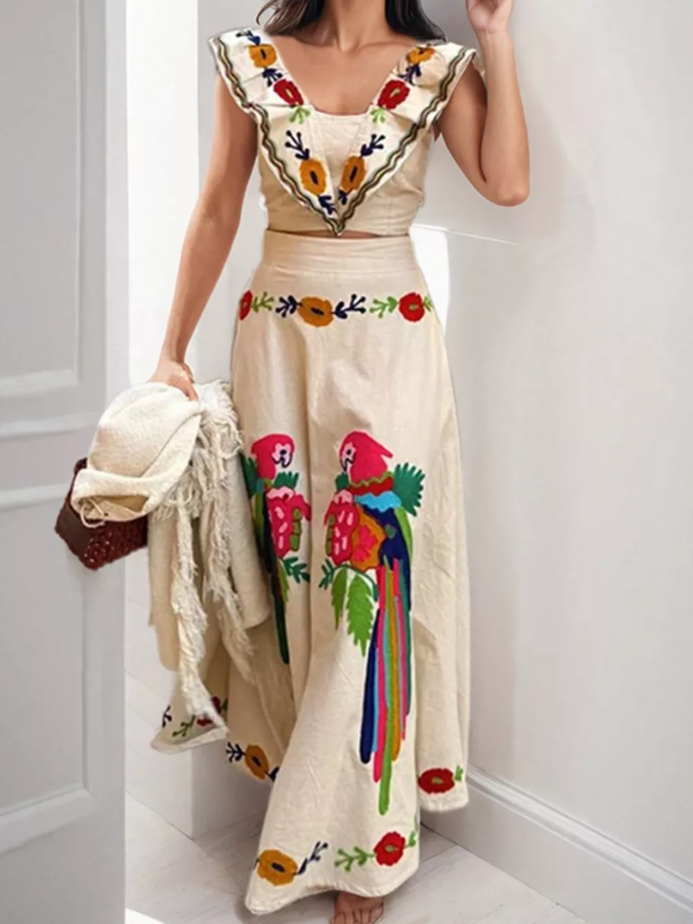 Parrot Crop Top and Maxi Skirt Set, image 4