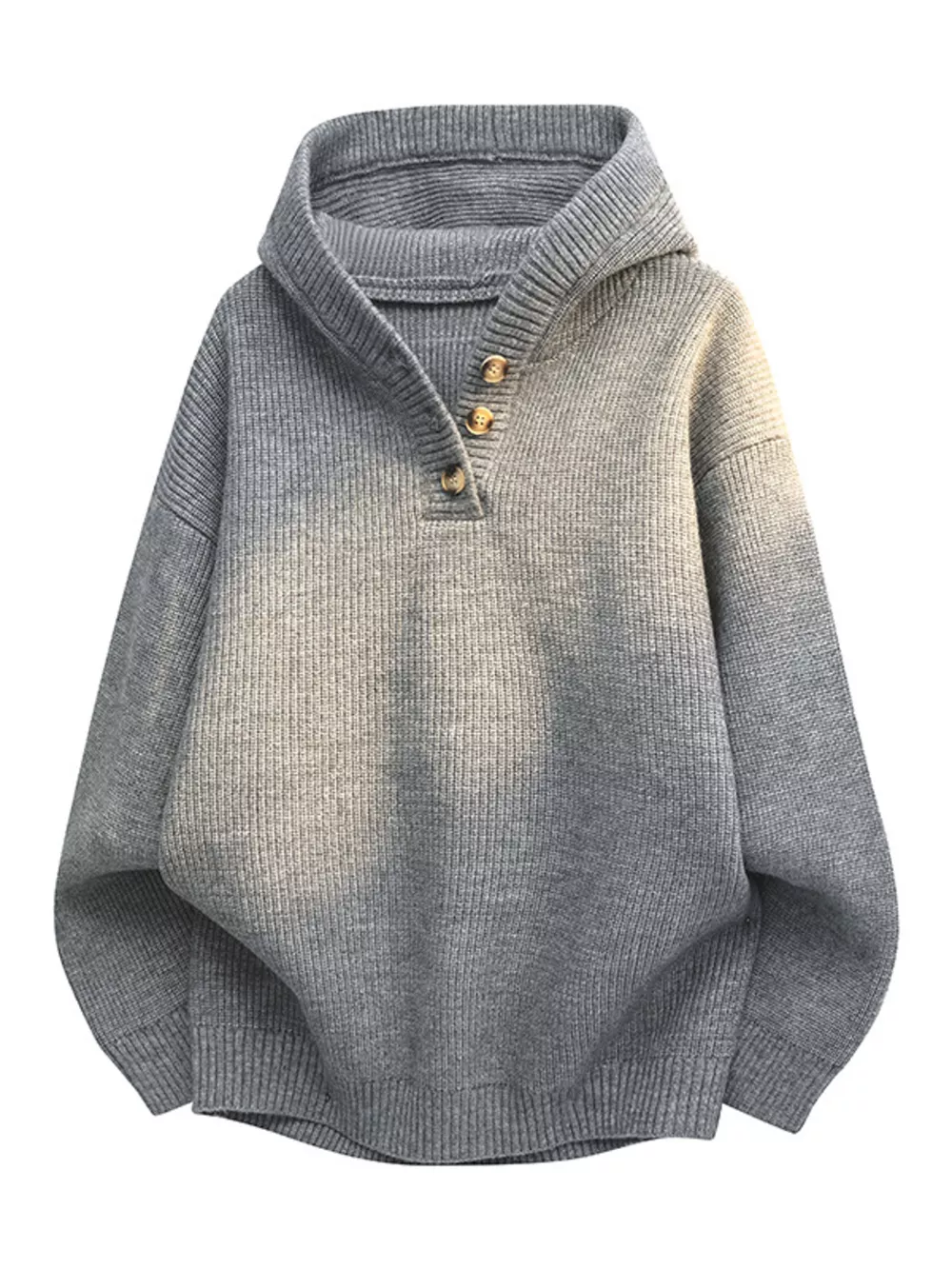Men's Plus Size Button Detail Hooded Sweater, image 5