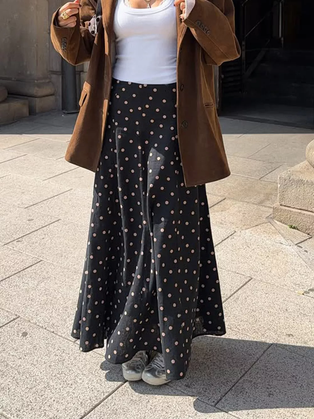 Polka Dot High-Waisted A-Line Skirt, image 4