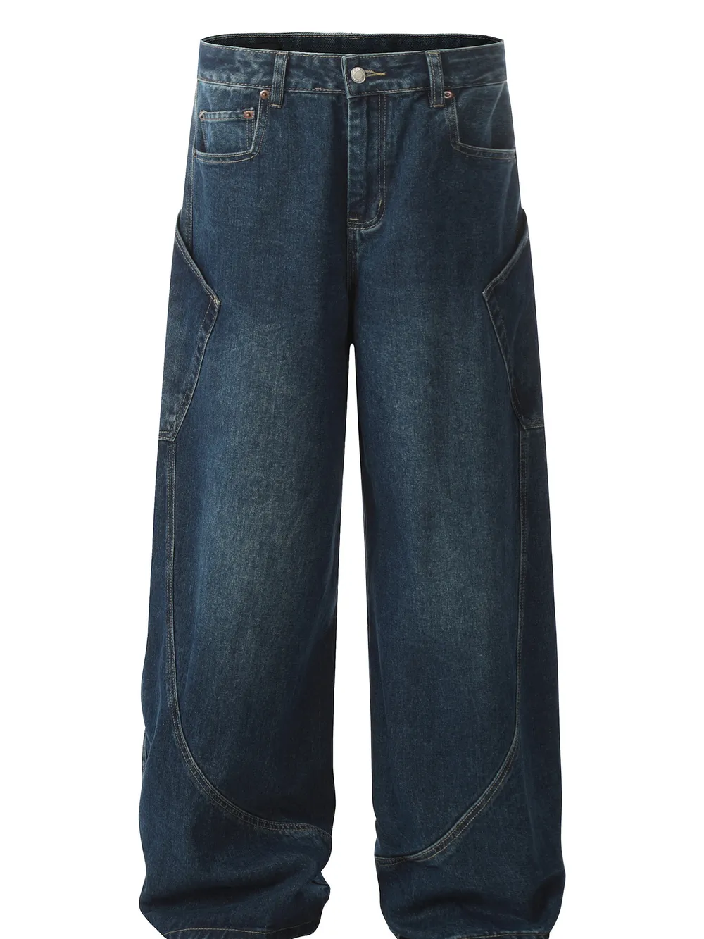 Men's Washed Wide Leg Baggy Jeans, image 2