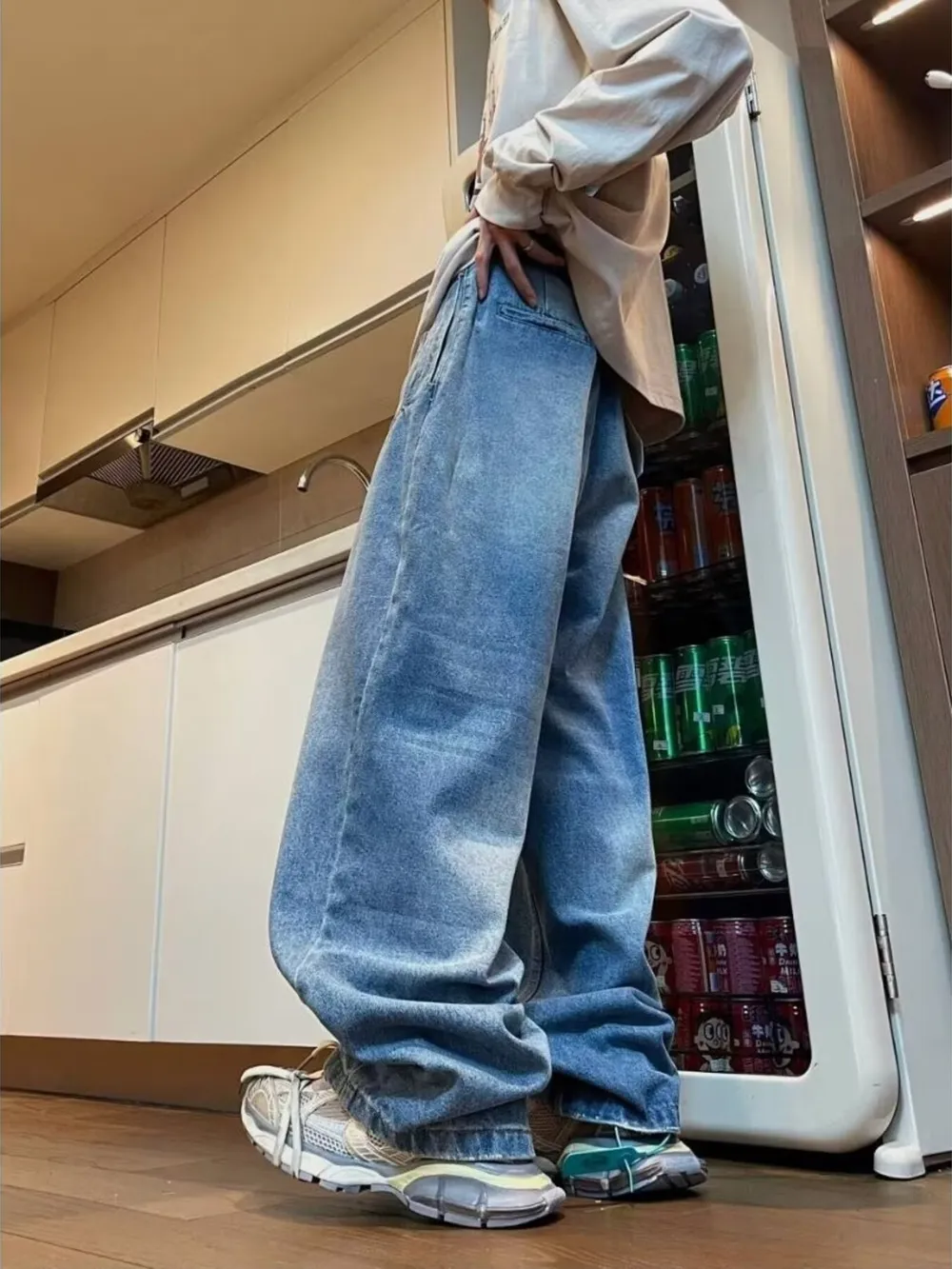 Men's Full Size Wide Leg Washed Jeans Plus Size, image 5