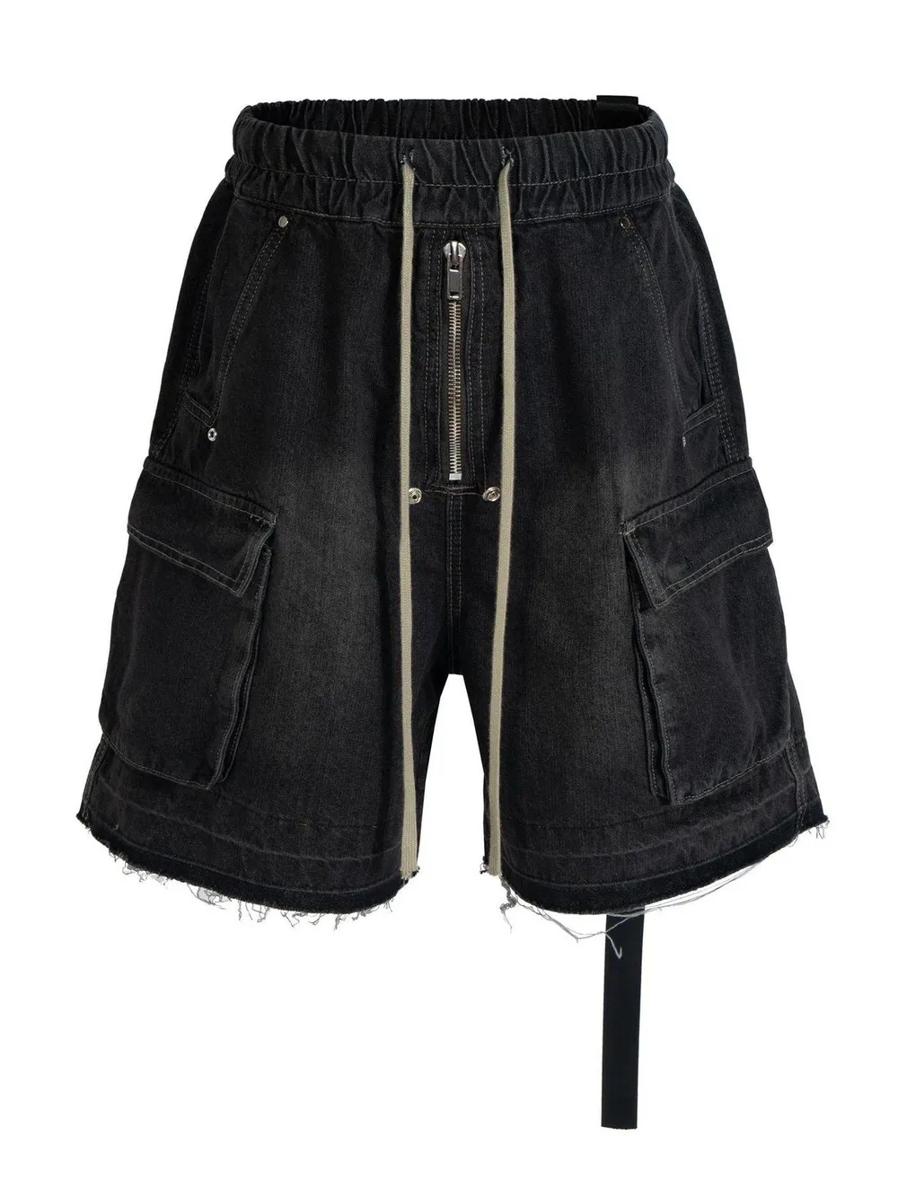 Men's Drawstring Cargo Denim Shorts with Zipper Detail, image 6