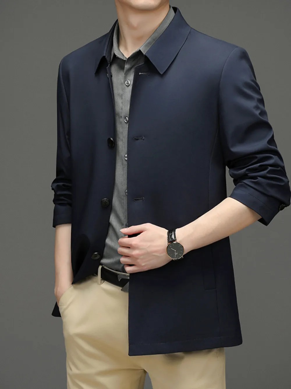 Men's Button Up Long Sleeve Jacket, image 3