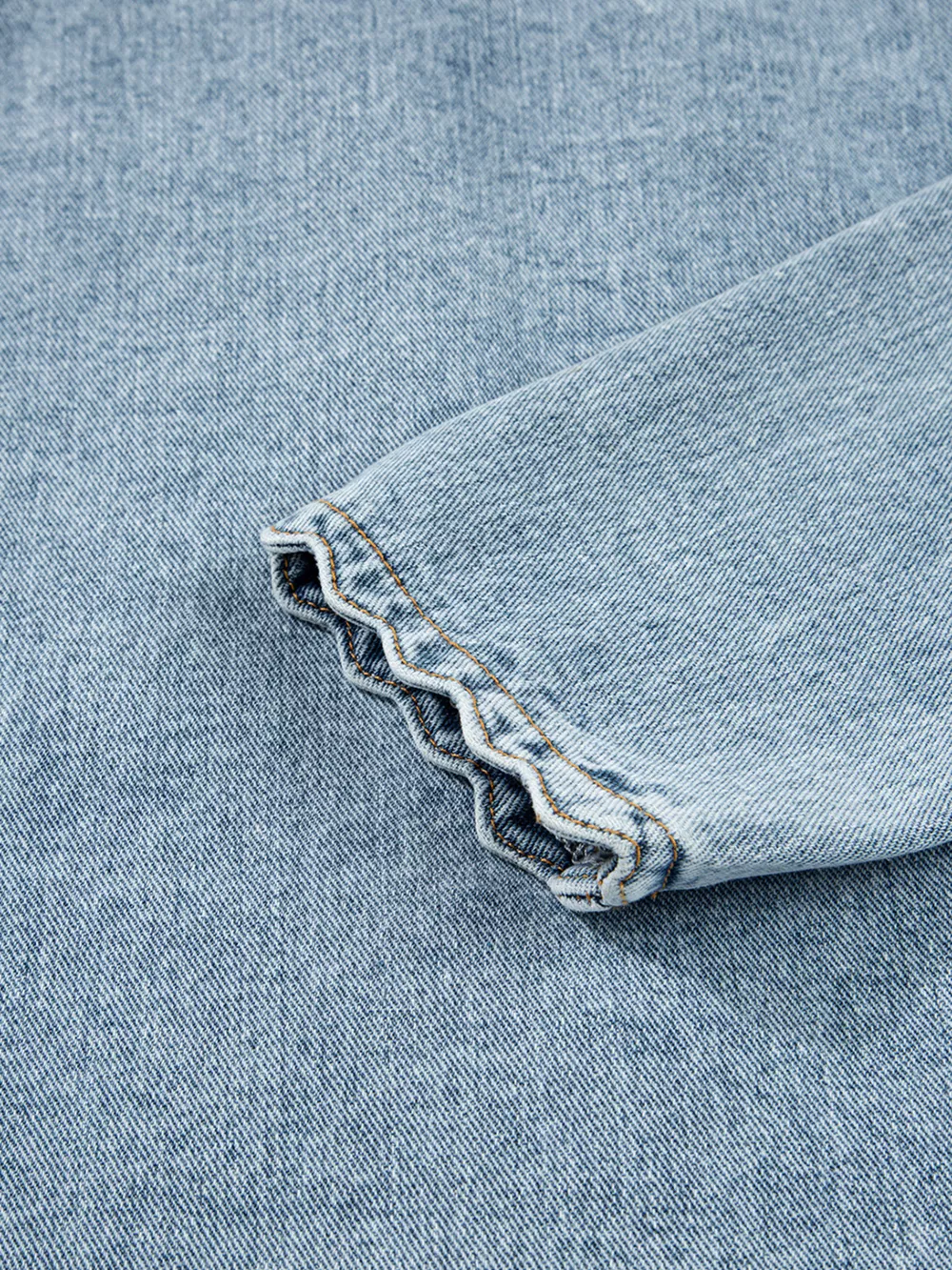 Scallop Trim Collar Patched Pocket Button Up Denim Jacket, image 12
