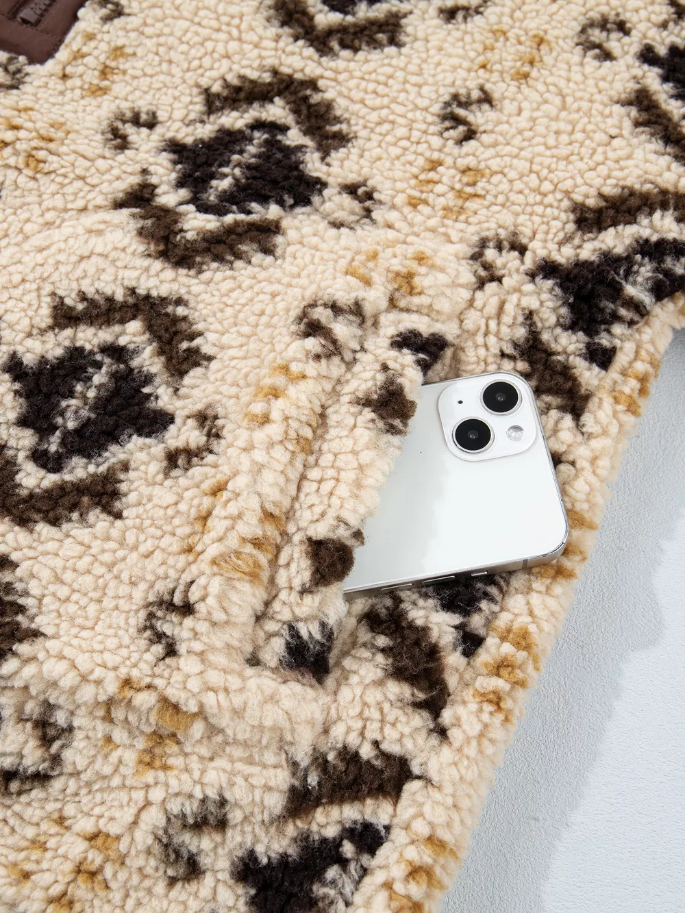 Aztec Print Quarter-Zip Sherpa Sweatshirt, image 11