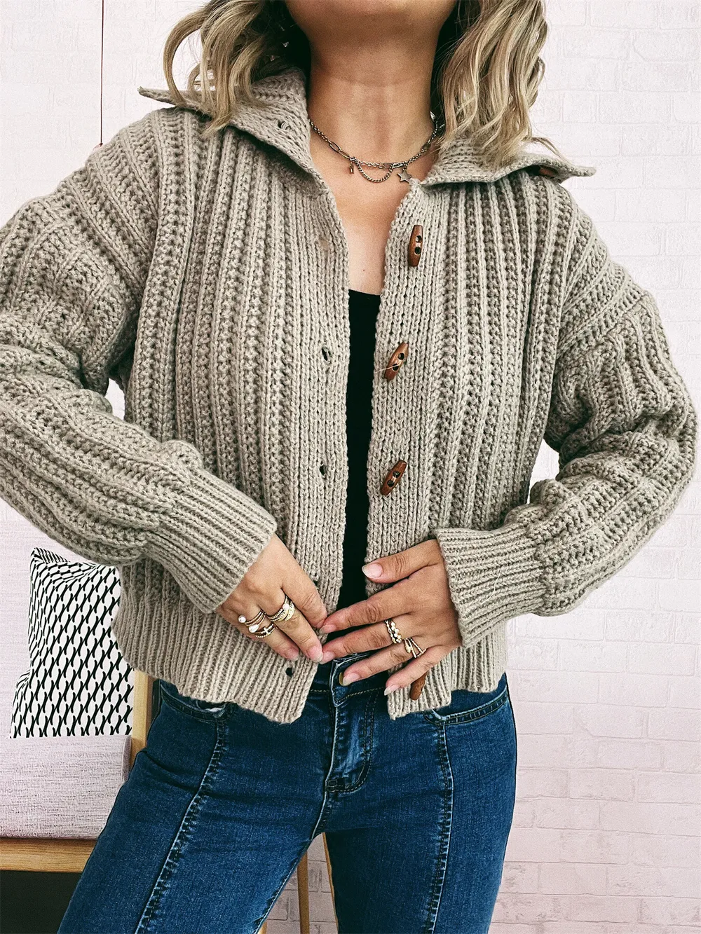 Button Up Long Sleeve Cardigan, image 2