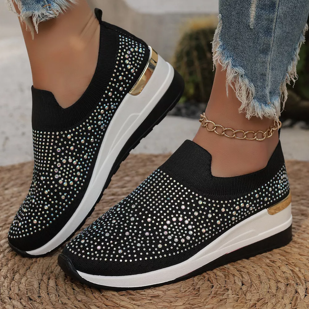 Rhinestone Round Toe Slip-Ons, image 4