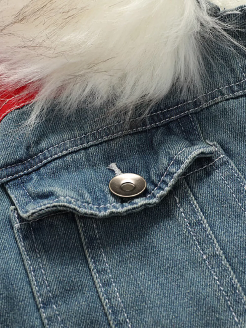 Men's Full Size Faux Fur Collar Denim Jacket Plus Size, image 8