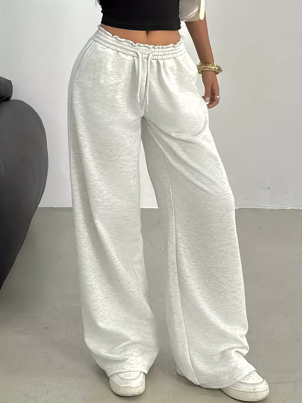 Wide Leg Drawstring Sweatpants, image 3
